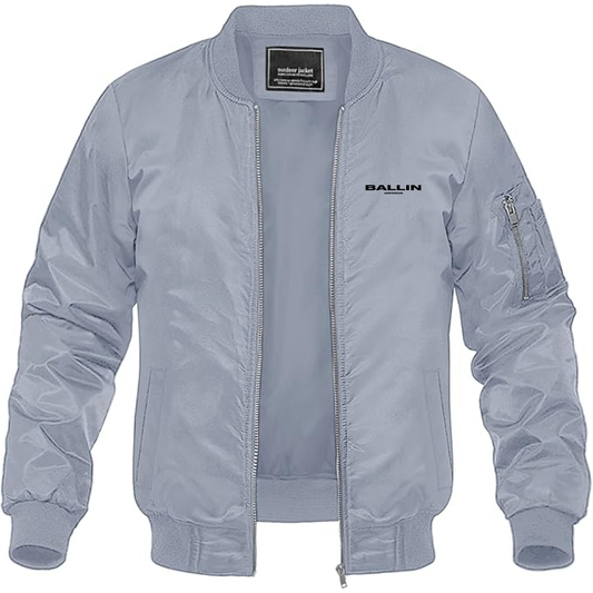 Men's Ballin Logo Lightweight Bomber Jacket Windbreaker Softshell Varsity Jacket Coat