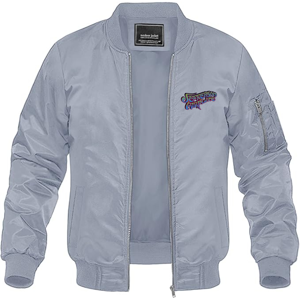 Men's Jefferson Airplane Logo Lightweight Bomber Jacket Windbreaker Softshell Varsity Jacket Coat