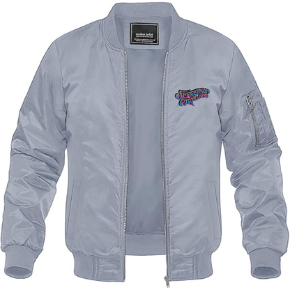 Men's Jefferson Airplane Logo Lightweight Bomber Jacket Windbreaker Softshell Varsity Jacket Coat