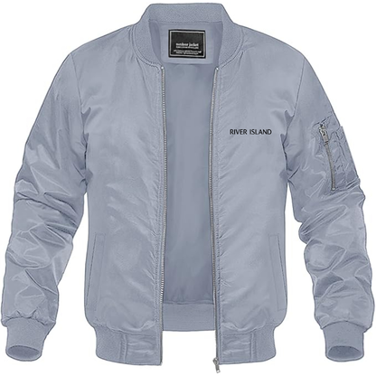 Men's  River Island   Logo  Lightweight Bomber Jacket Windbreaker Softshell Varsity Jacket Coat