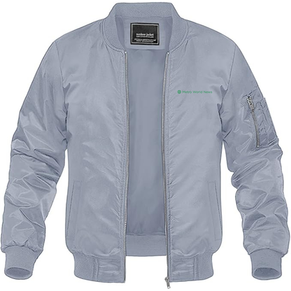 Men's  Metro International Logo Lightweight Bomber Jacket Windbreaker Softshell Varsity Jacket Coat