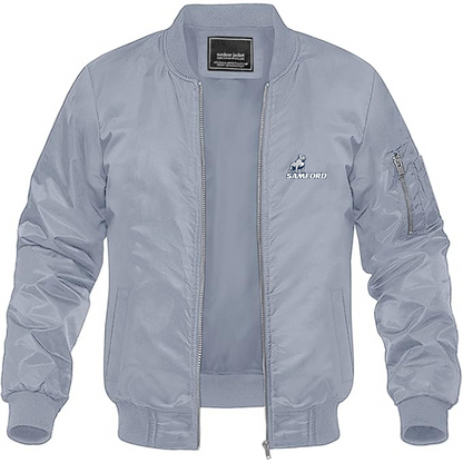 Men's Samford Bulldogs Logo Lightweight Bomber Jacket Windbreaker Softshell Varsity Jacket Coat