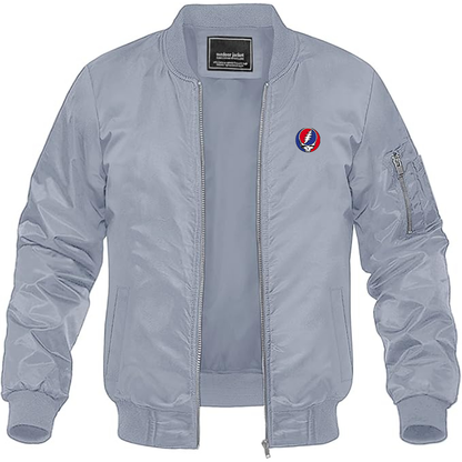 Men's Gratefu Dead Logo Lightweight Bomber Jacket Windbreaker Softshell Varsity Jacket Coat