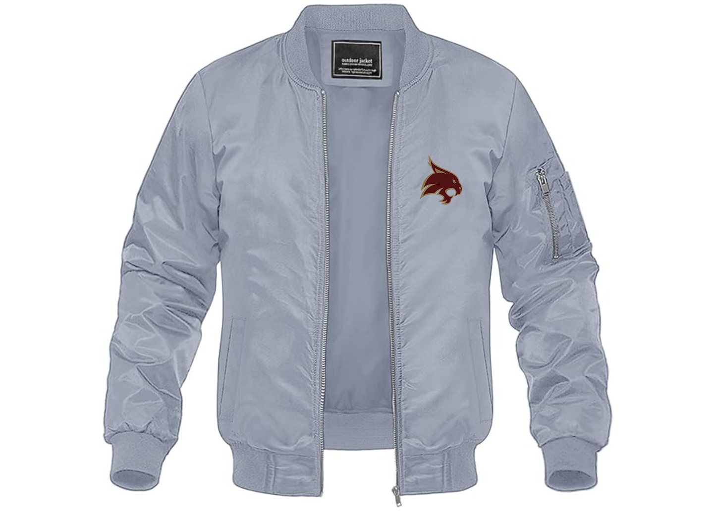 Men's Texas State Bobcats Lightweight Bomber Jacket Windbreaker Softshell Varsity Jacket Coat