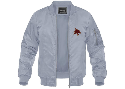 Men's Texas State Bobcats Lightweight Bomber Jacket Windbreaker Softshell Varsity Jacket Coat