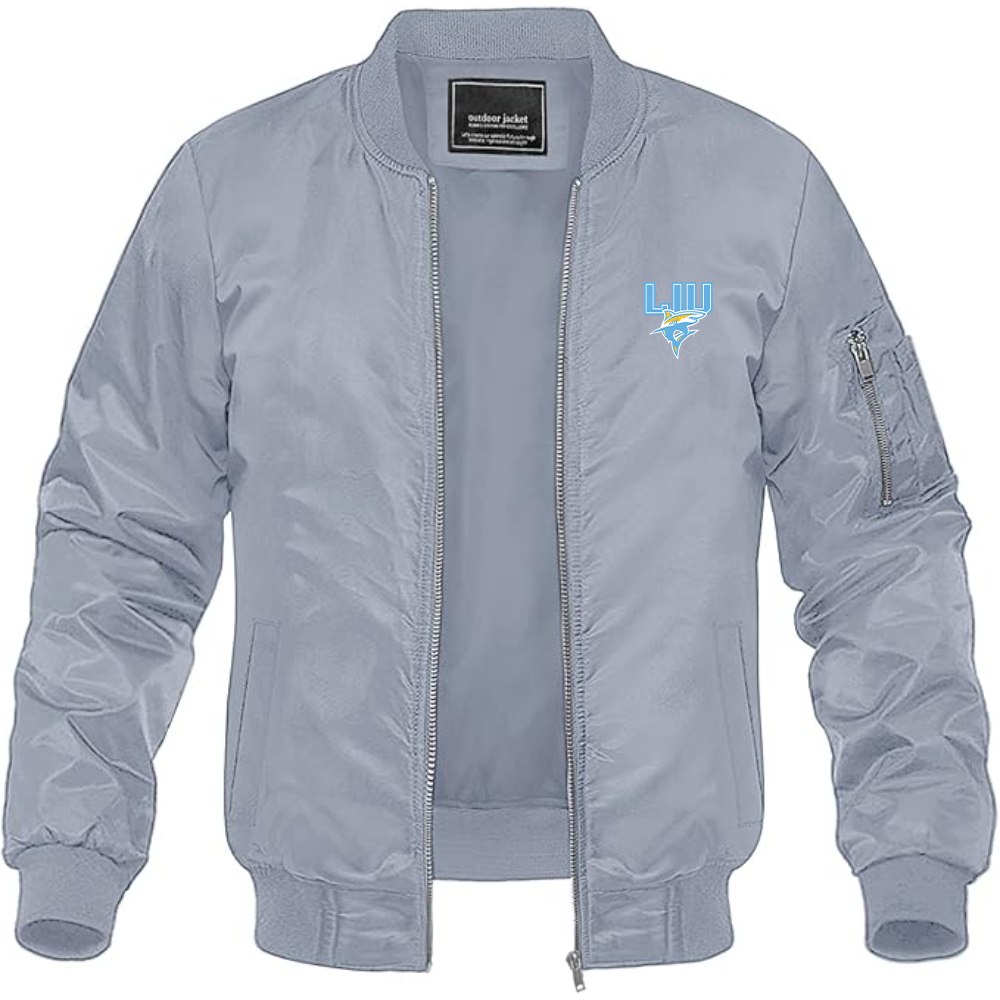Men's LIU Brooklyn Blackbirds Logo Lightweight Bomber Jacket Windbreaker Softshell Varsity Jacket Coat