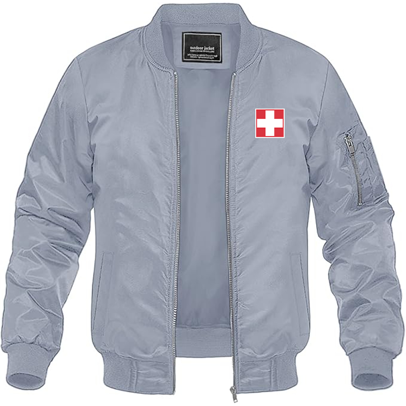 Men's Switzerland National Football Soccer Team Lightweight Bomber Jacket - Grey