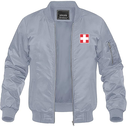 Men's Switzerland National Football Soccer Team Lightweight Bomber Jacket - Grey