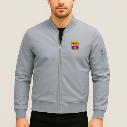 Men's F.C. Barcelona Soccer Lightweight Bomber Jacket - Grey