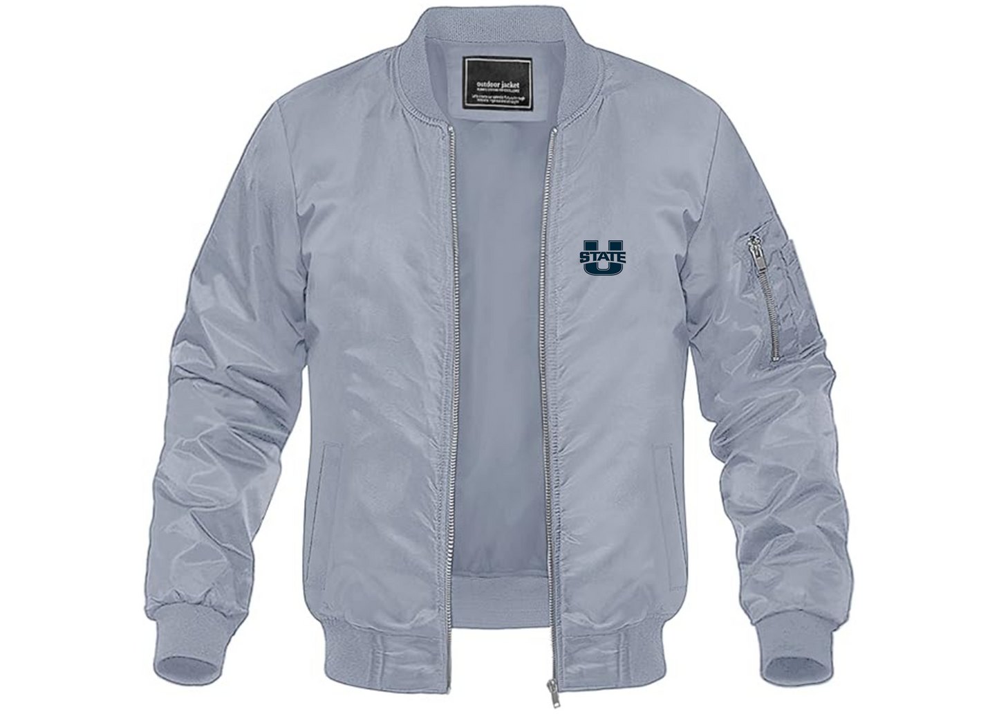 Men's Utah State Aggies Lightweight Bomber Jacket Windbreaker Softshell Varsity Jacket Coat
