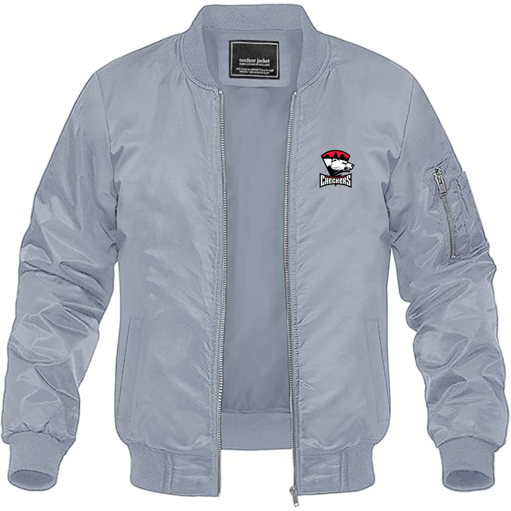 Men's Charlotte Checkers Logo Lightweight Bomber Jacket Windbreaker Softshell Varsity Jacket Coat