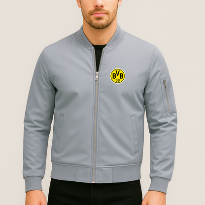 Men's Borussia Dortmund BVB FC Lightweight Bomber Jacket - Grey