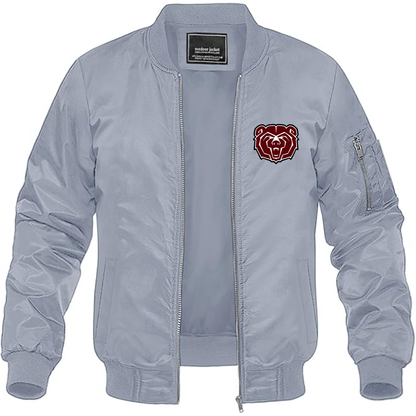 Men's Missouri State Bears Logo Lightweight Bomber Jacket Windbreaker Softshell Varsity Jacket Coat