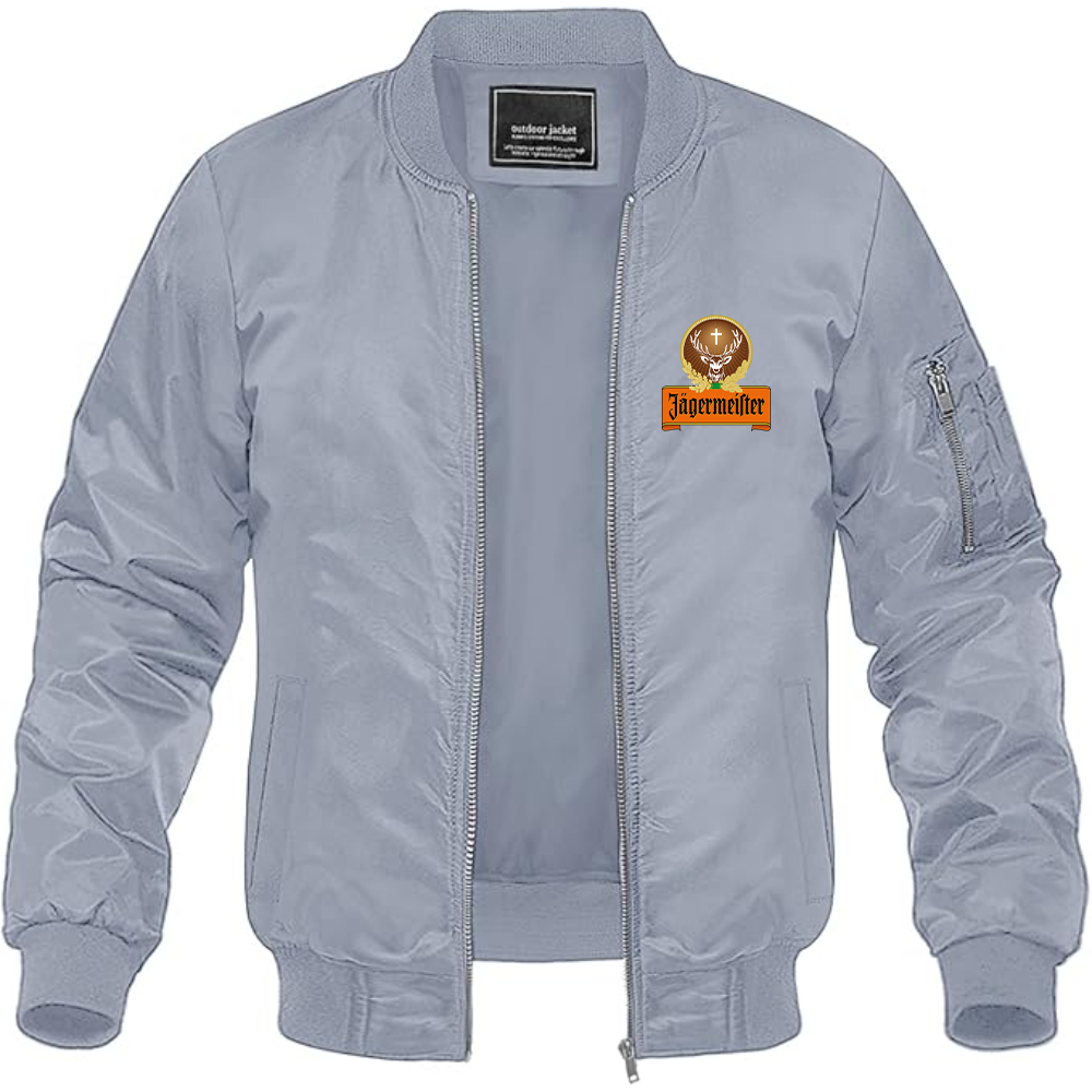Men's Jagermeister Logo Lightweight Bomber Jacket Windbreaker Softshell Varsity Jacket Coat