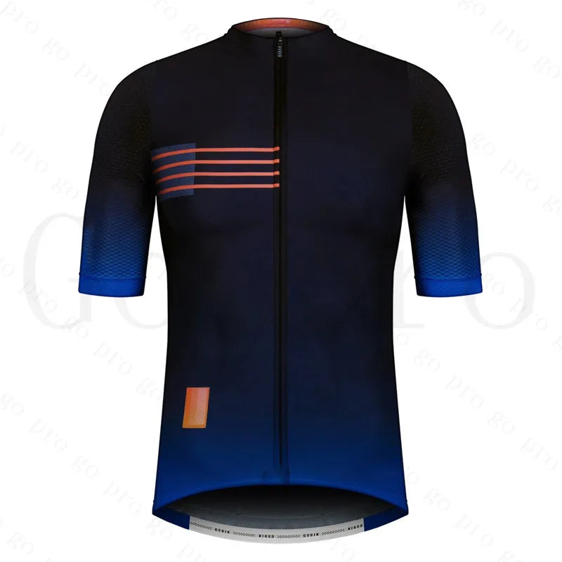 Men's Short Sleeve Cycling Jersey with Full Zipper, Breathable Mesh Panels, and Reflective Detailing for Enhanced Visibility