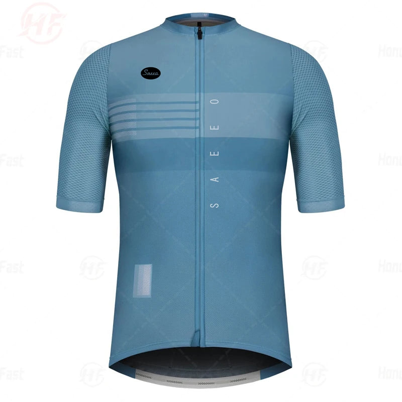 Men's Short Sleeve Cycling Jersey with Full Zipper, Breathable Mesh Panels, and Reflective Detailing for Enhanced Visibility