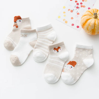 Pack of Adorable Animal-Themed Baby Socks with Cute Patterns and Soft Cotton Material