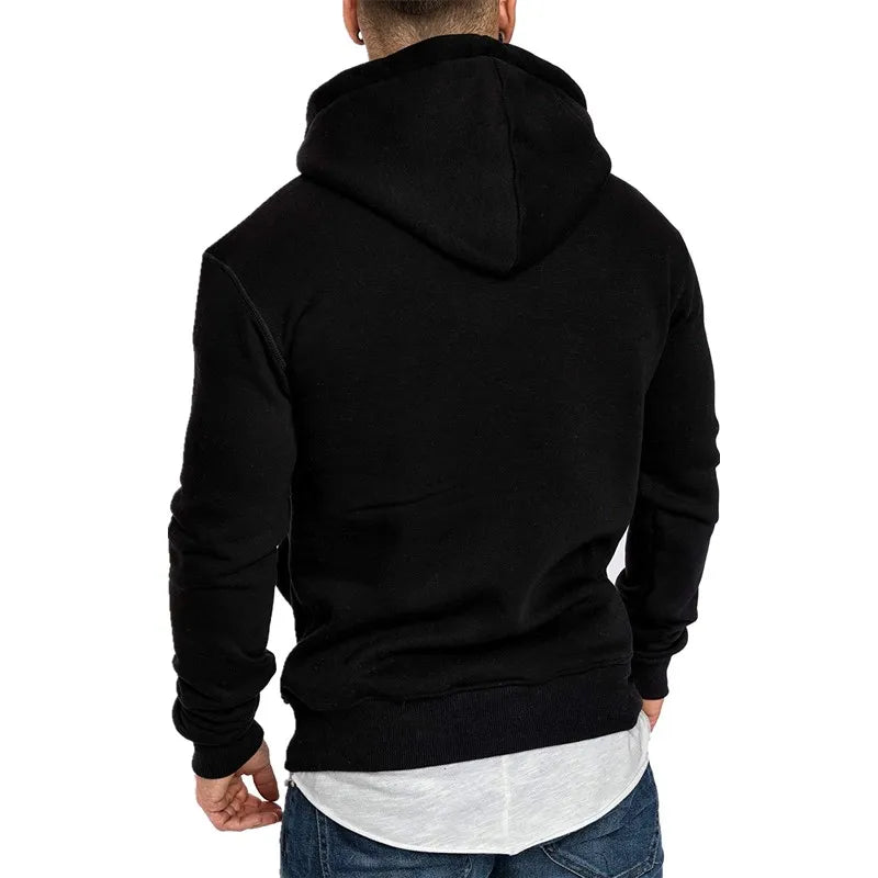 Men's Fleece Hoodie with Drawstring Hood and Front Pouch Pocket, Ideal for Casual Wear and Outdoor Activities, Available in Multiple Sizes