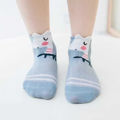 Pack of Adorable Animal-Themed Baby Socks with Cute Patterns and Soft Cotton Material