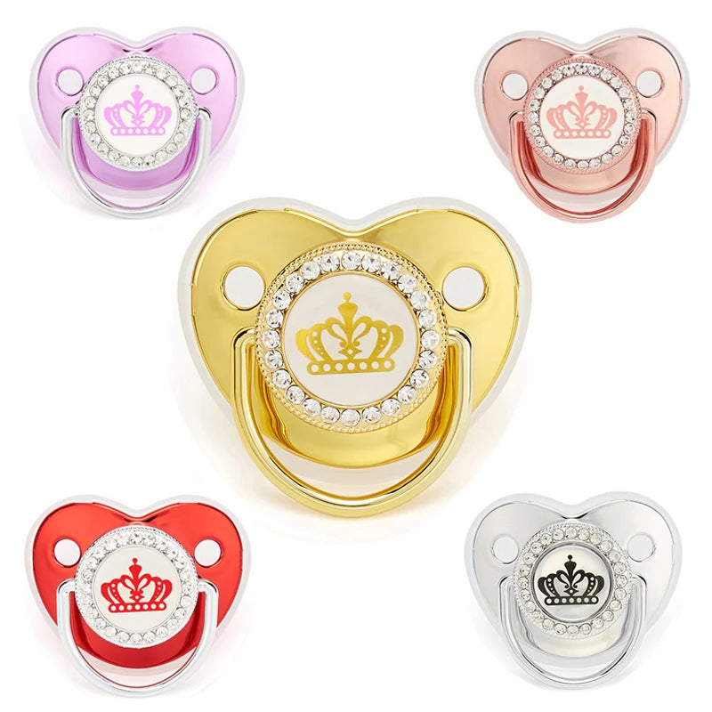 Deluxe Baby Pacifiers with Rhinestone Embellishments and Cute Designs for Parents and Royalty Themes