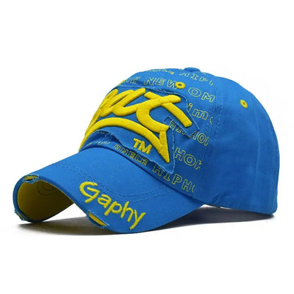 Stylish Embroidered Hip Hop Baseball Cap with Unique Graffiti Design and Adjustable Strap