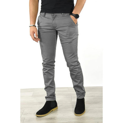 Men's Slim-Fit Chinos with Classic Pockets and Tailored Legs