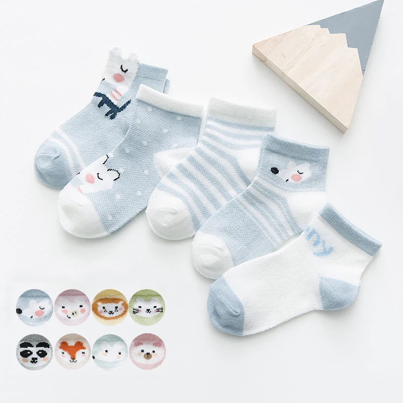 Pack of Adorable Animal-Themed Baby Socks with Cute Patterns and Soft Cotton Material