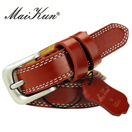 Genuine Leather Belt with Contrast Stitching and Classic Metal Buckle for Men’s Casual and Formal Wear