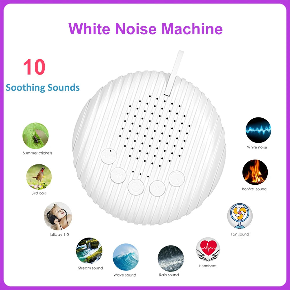 Portable White Noise Machine with 10 Soothing Sounds for Baby Sleep, Relaxation, and Stress Relief