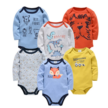 Pack of Long Sleeve Animal and Striped Print Onesies for Baby Boys