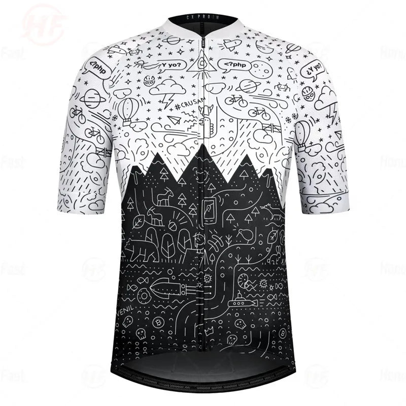 Men's Short Sleeve Cycling Jersey with Full Zipper, Breathable Mesh Panels, and Reflective Detailing for Enhanced Visibility