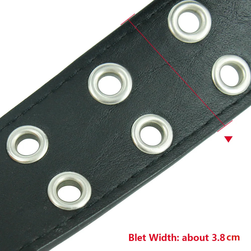 Unisex Punk Rock Double Grommet Belt with Metal Eyelets and Adjustable Buckle for Casual and Alternative Fashion