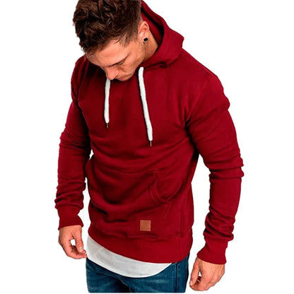 Men's Fleece Hoodie with Drawstring Hood and Front Pouch Pocket, Ideal for Casual Wear and Outdoor Activities, Available in Multiple Sizes