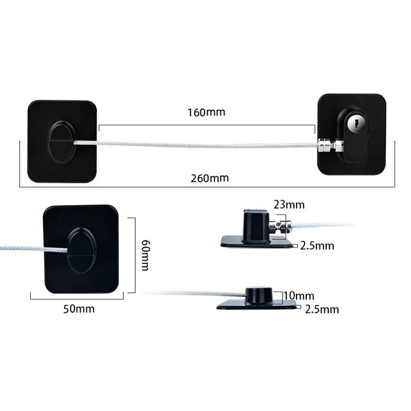 Child Safety Locks for Cabinets and Drawers with Steel Cable and Combination Code for Enhanced Security and Easy Installation