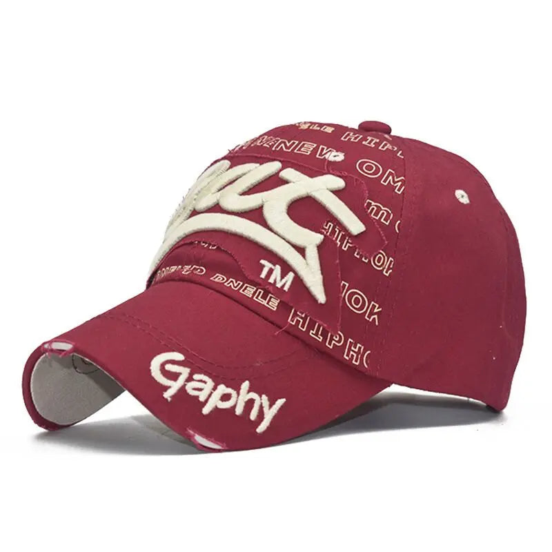 Stylish Embroidered Hip Hop Baseball Cap with Unique Graffiti Design and Adjustable Strap