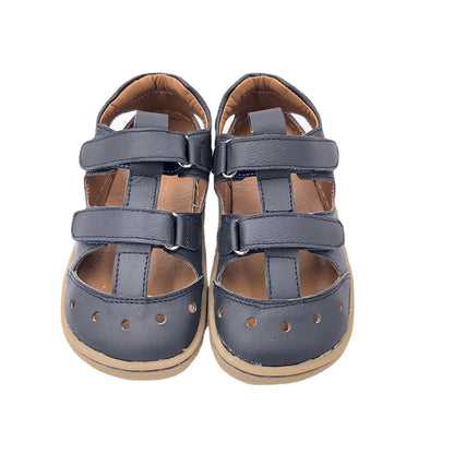 Stylish Kids' Suede Sandals with Triple Velcro Straps, Breathable Design, and Cushioned Cork Footbed for All-Day Comfort and Support