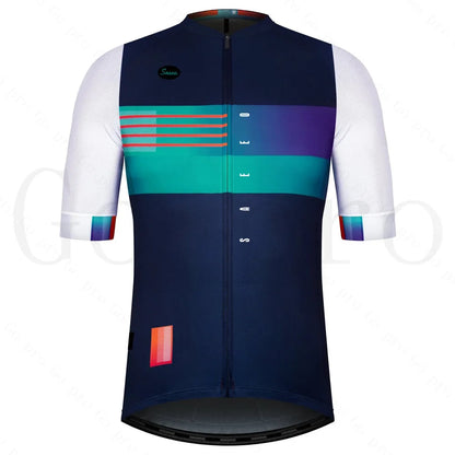 Men's Short Sleeve Cycling Jersey with Full Zipper, Breathable Mesh Panels, and Reflective Detailing for Enhanced Visibility