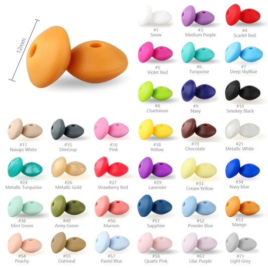 Durable Silicone Beads for Baby Teething Accessories, Available in Multiple Shapes and Sizes, Ideal for Crafting Pacifier Clips and Teething Necklaces