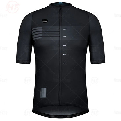 Men's Short Sleeve Cycling Jersey with Full Zipper, Breathable Mesh Panels, and Reflective Detailing for Enhanced Visibility