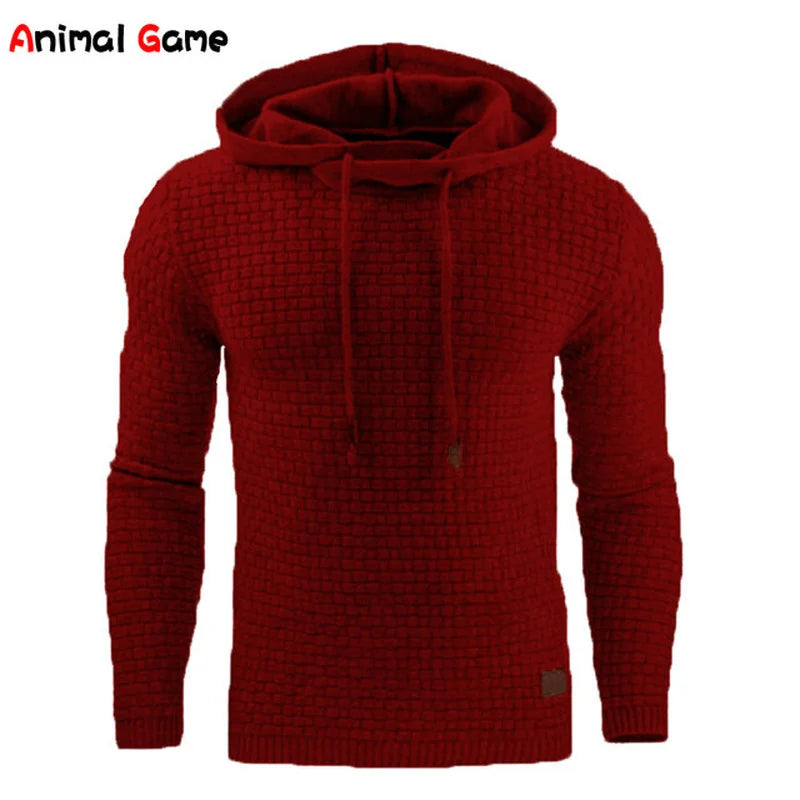 Textured Knit Pullover Hoodie with Adjustable Drawstrings and Ribbed Cuffs