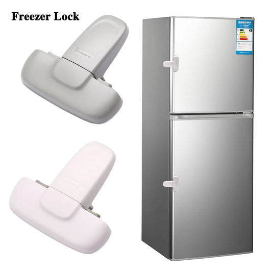 Refrigerator and Freezer Safety Lock with Easy Installation and Secure Latch to Prevent Unwanted Access and Ensure Child Safety