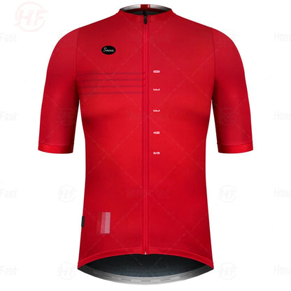 Men's Short Sleeve Cycling Jersey with Full Zipper, Breathable Mesh Panels, and Reflective Detailing for Enhanced Visibility