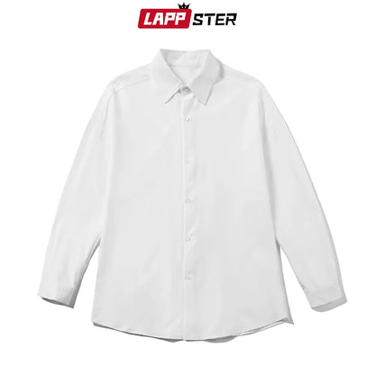 Men's Oversized Long Sleeve Casual Shirt with Turn-Down Collar and Single Breasted Closure, Ideal for Layering and Everyday Wear