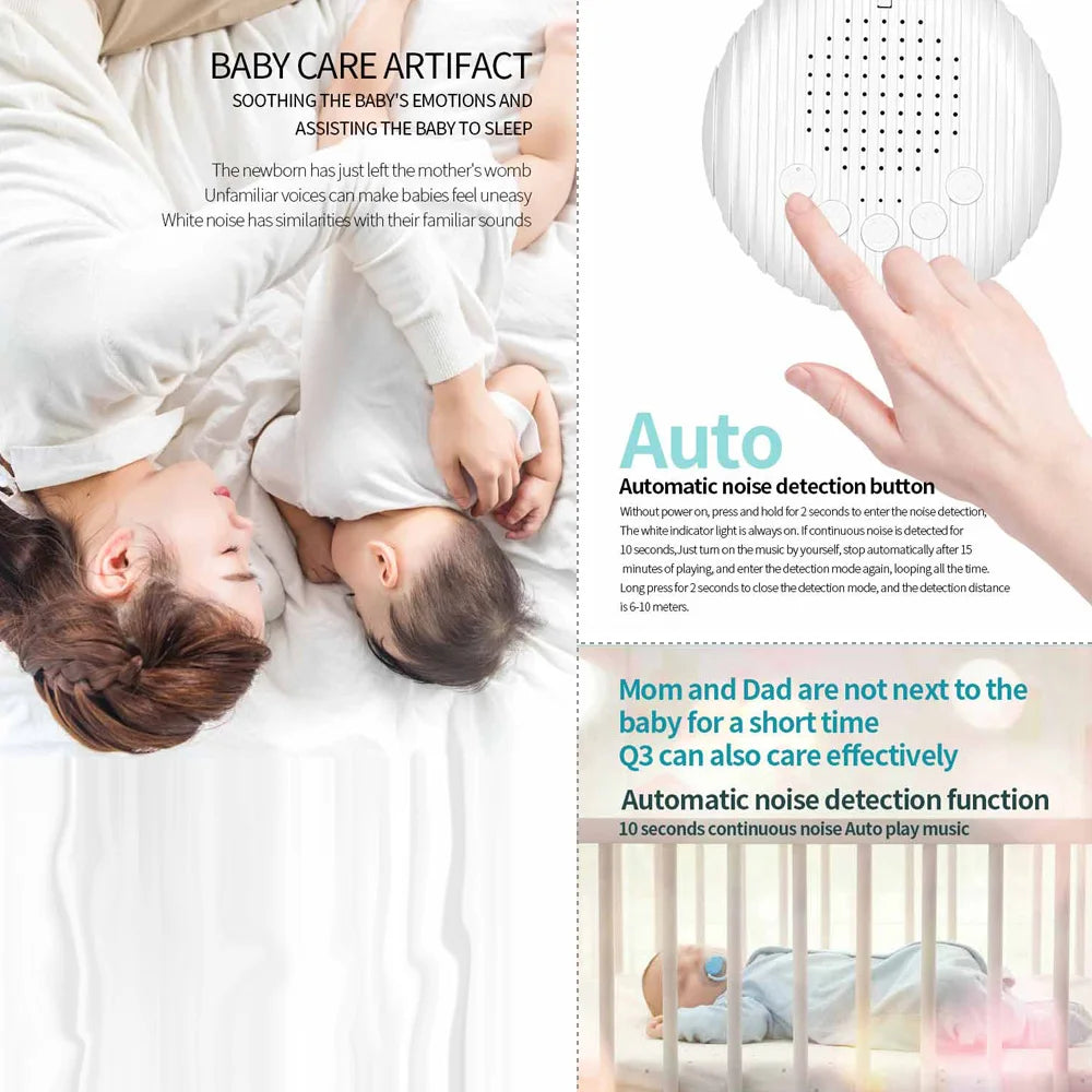 Portable White Noise Machine with 10 Soothing Sounds for Baby Sleep, Relaxation, and Stress Relief