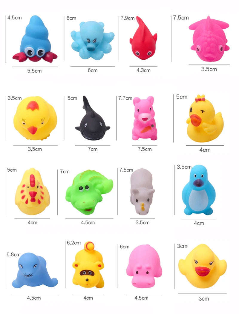 Assorted Animal Bath Toys for Babies and Toddlers, Floating and Squeaking Water Toys for Fun Bath Time Play