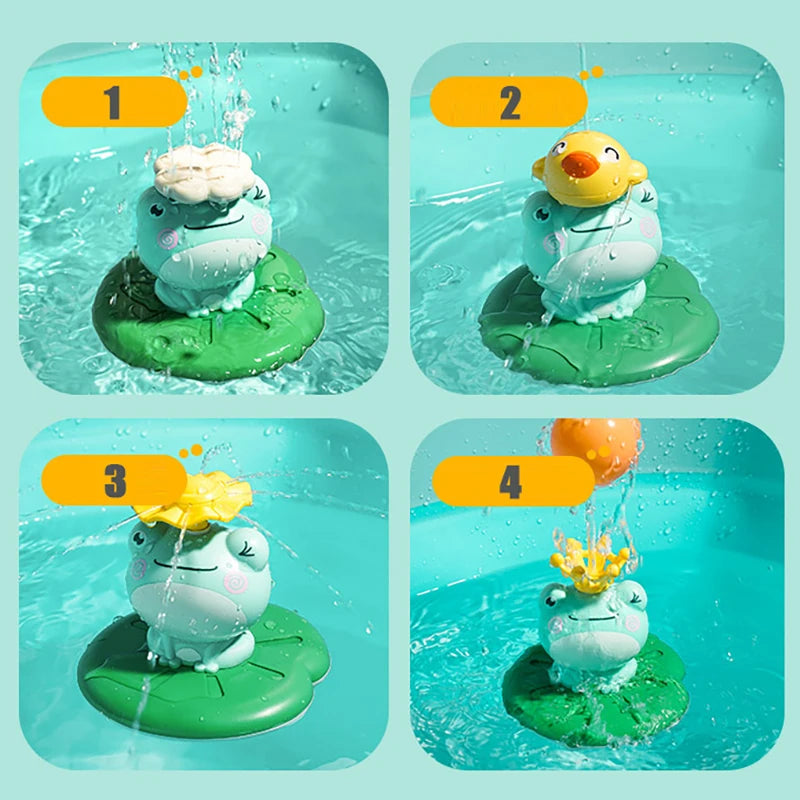 Floating Frog and Duck Bath Toy Set, Interactive Water Play for Toddlers, Cute Animal Figures on Lily Pads, Perfect for Fun and Educational Bathtime Activities