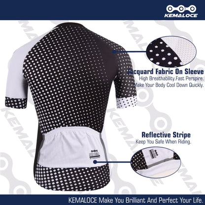 Men's Polka Dot Cycling Jersey with Full Zipper and Breathable Mesh Panels for Performance and Comfort