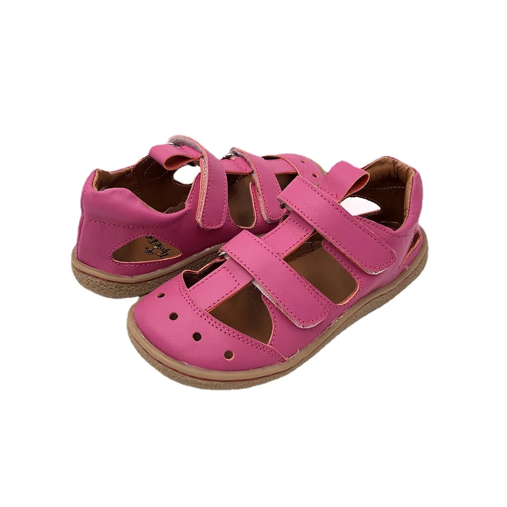 Stylish Kids' Suede Sandals with Triple Velcro Straps, Breathable Design, and Cushioned Cork Footbed for All-Day Comfort and Support