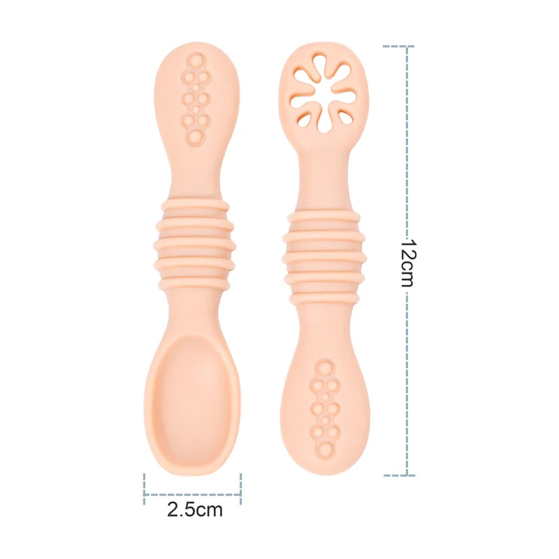 Durable Silicone Baby Spoons for Self-Feeding and Teething Relief - Soft and Safe Design with Textured Handles for Easy Grip and Fun Feeding Experience