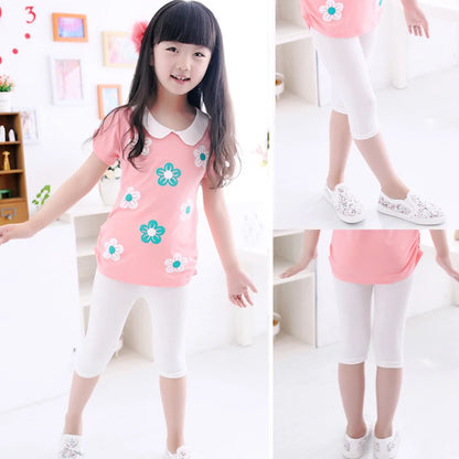 Comfortable Knee-Length Cotton Leggings for Girls – Perfect for Summer and Active Wear